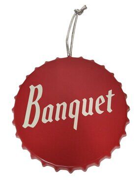 Ruz Coors Banquet Bottle Cap 5 Inch Novelty Ornament Red Metal Decoration
